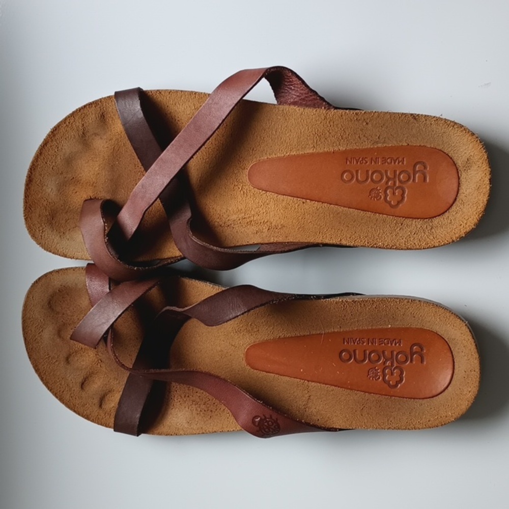 Yokono Ibiza Brown Leather Toe Loop Strap Flip Flop